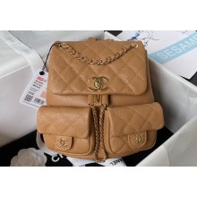 Chanel Grained Calfskin Backpack Bag AS3860 Khaki 2023