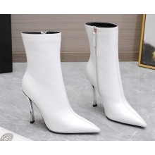 Versace Heel 10cm Calfskin Pin-Point Ankle Boots White 2023