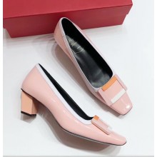 Roger Vivier Heel 4.5cm Patent Leather Buckle Pump Pink 2018