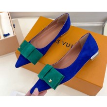 Louis Vuitton Blossom Flat Ballerinas Suede Blue/Green with Bow 2023