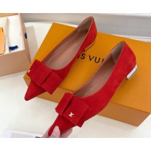 Louis Vuitton Blossom Flat Ballerinas Suede Red with Bow 2023