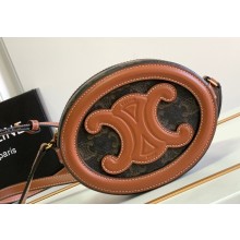 Celine CROSSBODY OVAL PURSE cuir triomphe in Triomphe canvas and calfskin Tan 101703