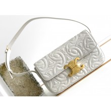 Celine SHOULDER BAG triomphe in QUILTED TRIOMPHE LAMBSKIN 194143 White