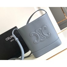 Celine MINI BUCKET CUIR TRIOMPHE Bag in SMOOTH CALFSKIN 10L433 Blue Grey