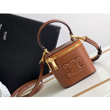 Celine MINI VANITY CASE CUIR TRIOMPHE Bag in SMOOTH CALFSKIN 10J763 Brown