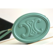 Celine OVAL BAG CUIR TRIOMPHE in SMOOTH CALFSKIN 198603 Cyan