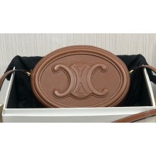 Celine OVAL BAG CUIR TRIOMPHE in SMOOTH CALFSKIN 198603 Brown
