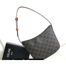 Celine Medium Celine Croque Bag in Triomphe canvas and calfskin Tan 112273
