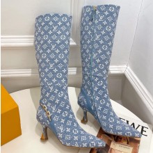 Louis Vuitton Heel 6.5cm Sparkle High Boots Denim Blue 2023