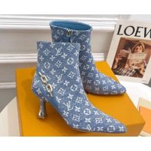 Louis Vuitton Heel 6.5cm Sparkle Ankle Boots Denim Blue 2023