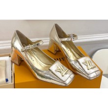 Louis Vuitton Heel 5.5cm Shake mary-jane Pumps Python Pattern Gold 2023