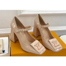 Louis Vuitton Heel 8.5cm Shake mary-jane Pumps Patent Nude 2023
