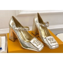 Louis Vuitton Heel 8.5cm Shake mary-jane Pumps Python Pattern Gold 2023