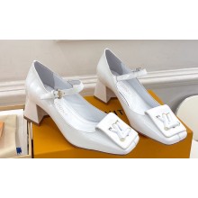 Louis Vuitton Heel 5.5cm Shake mary-jane Pumps Patent White 2023