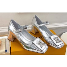 Louis Vuitton Heel 5.5cm Shake mary-jane Pumps Python Pattern Silver 2023