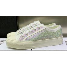 DIOR Walk'n'Dior Low Top Sneakers in Crystal White Embroidered Cotton 2023