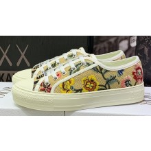 DIOR Walk'n'Dior Low Top Sneakers in Beige Multicolor Cotton Embroidered With Petites Fleurs Motif 2023