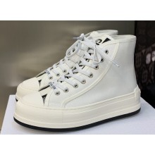 DIOR Walk'n'Dior Platform High Top Sneakers in Embroidered Cotton White 2023