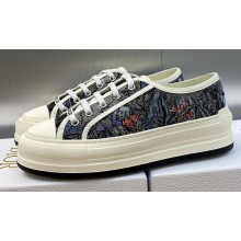 DIOR Walk'n'Dior Platform Low Top Sneakers in Blue Multicolor Cotton with Dior Jardin Magique Embroidery 2023