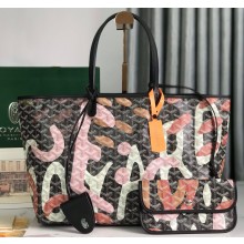Goyard Saint Louis PM Tote Bag Lettres Camouflage Black/Pink