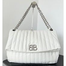 Balenciaga Monaco Large Chain Bag in quilted thin calfskin White 2023