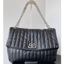 Balenciaga Monaco Large Chain Bag in quilted thin calfskin Black 2023