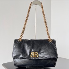 Balenciaga Monaco Small Chain Bag in Arena calfskin Black/Gold 2023