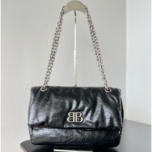 Balenciaga Monaco Small Chain Bag in Arena calfskin Black/Silver 2023