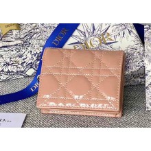 Lady Dior Mini Wallet in Patent Cannage Calfskin Nude