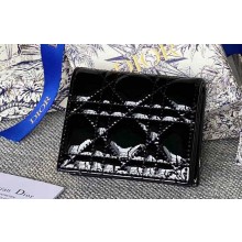 Lady Dior Mini Wallet in Patent Cannage Calfskin Black