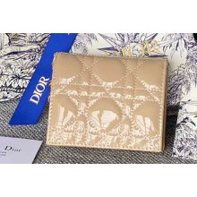 Lady Dior Mini Wallet in Patent Cannage Calfskin Beige
