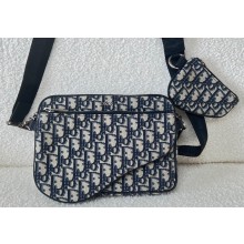 Dior Saddle Triple Pouch Bag in Beige and Black Dior Oblique Jacquard 2023