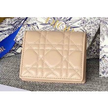 Lady Dior Mini Wallet in Cannage Lambskin Beige