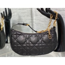 Dior CD Lounge Bag in Black Supple Macrocannage Lambskin 2023