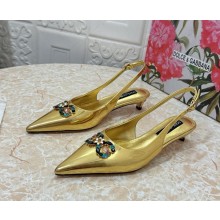 Dolce & Gabbana Heel 2.5cm patent  leather with Crystal gold 1028-2024