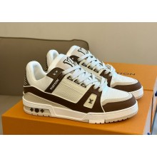 Louis Vuitton women's/men's LV Trainer leather low trainers coffee 1028-2024