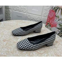 Dolce & Gabbana heel 3cm Houndstooth fabric pumps with DG logo Black and White 1026-2024