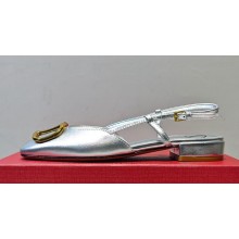 Valentino VLogo Signature Slingback ballerina Flats in leather Silver