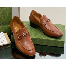 Gucci Heel 3cm loafers with Interlocking G ‎738468 Brown 2023