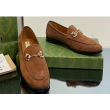 Gucci Horsebit with crystals Jordaan loafers 759918 Suede Brown 2023