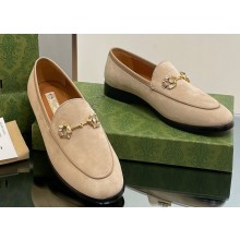 Gucci Horsebit with crystals Jordaan loafers 759918 Suede Beige 2023