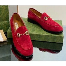 Gucci Horsebit with crystals Jordaan loafers 759918 Suede Red 2023