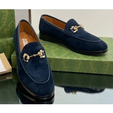 Gucci Horsebit with crystals Jordaan loafers 759918 Suede Dark Blue 2023