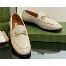 Gucci Horsebit with crystals Jordaan loafers 759918 Leather Off White 2023