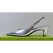 Gucci Heel 5.5cm Square slingback pumps 764192 Silver 2023