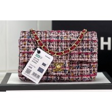Chanel Wool Tweed Small Classic Handbag A01116 Blue/Red 2023