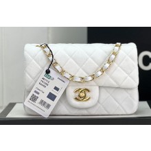 Chanel Wool Tweed Small Classic Handbag A01116 White 2023
