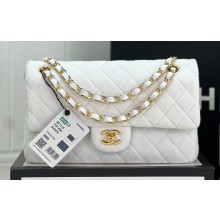 Chanel Wool Tweed Medium Classic Handbag A01112 White 2023