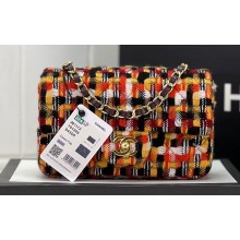 Chanel Wool Tweed Small Classic Handbag A01116 Orange/Yellow/Black 2023