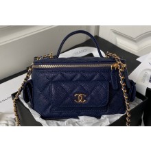 Chanel Grained Shiny Calfskin Clutch with Chain Bag AP3017 Blue 2023